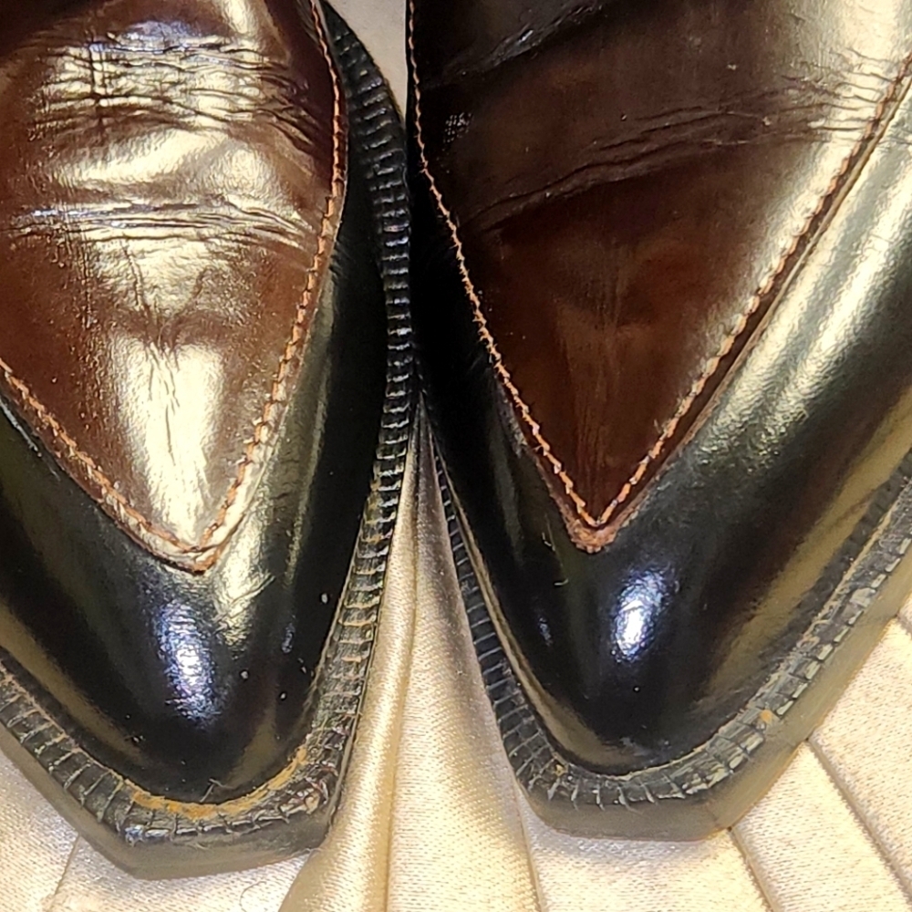 Donald  J Pilner Vintage Western Couture Leather Black Brown Boots SZ 7 - Picture 10 of 16